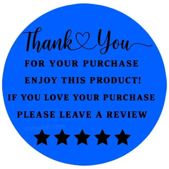 Thank You for Purchase Stickers – 2 Inch, 5 Star Review Labels – 100 PCS NEW - Picture 4 of 15